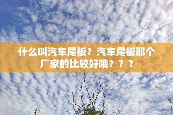 什么叫汽车尾板？汽车尾板那个厂家的比较好哦？？？