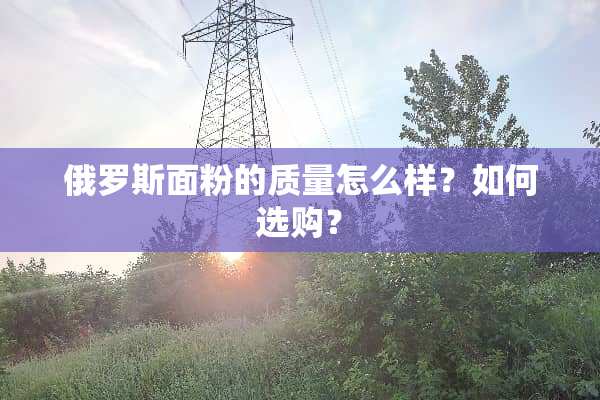 俄罗斯面粉的质量怎么样？如何选购？