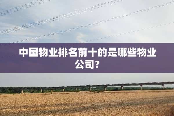 中国物业排名前十的是哪些物业公司？