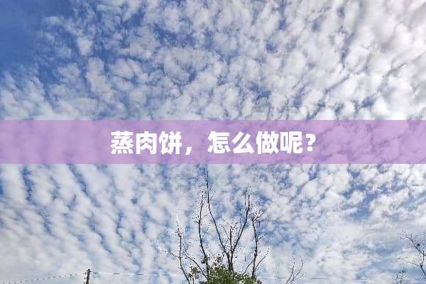 蒸肉饼，怎么做呢？