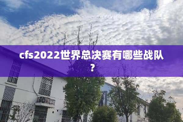 cfs2022世界总决赛有哪些战队？