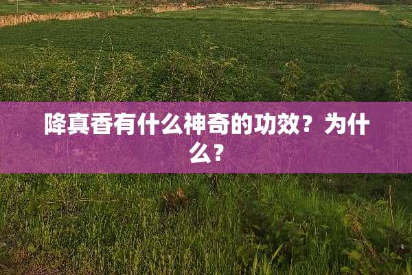 降真香有什么神奇的功效？为什么？
