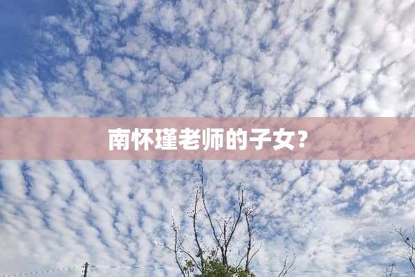 南怀瑾老师的子女？