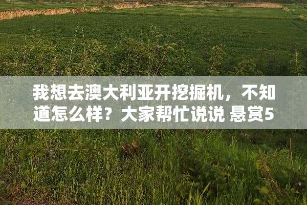 我想去澳大利亚开挖掘机，不知道怎么样？大家帮忙说说 悬赏50哦!