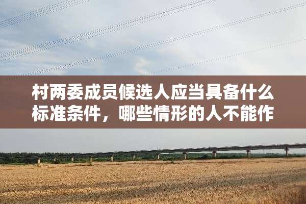 村两委成员候选人应当具备什么标准条件，哪些情形的人不能作为两委成员