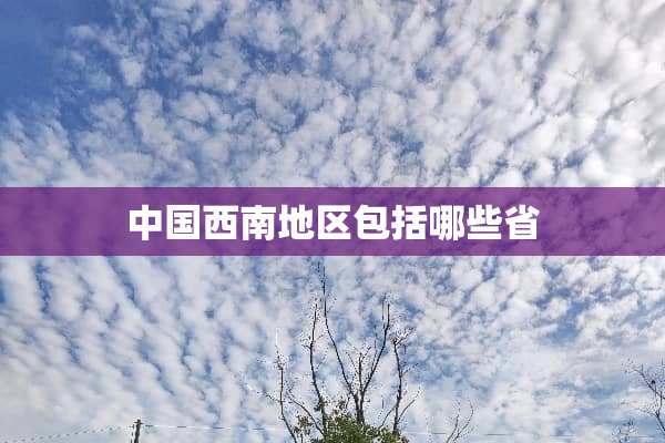 中国西南地区包括哪些省