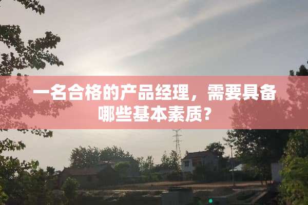一名合格的产品经理，需要具备哪些基本素质？
