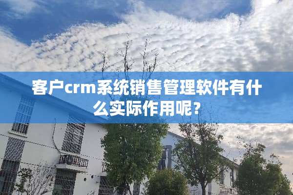 客户crm系统销售管理软件有什么实际作用呢？