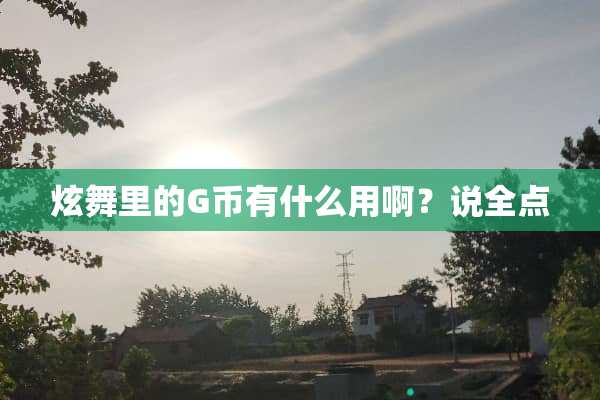 炫舞里的G币有什么用啊？说全点
