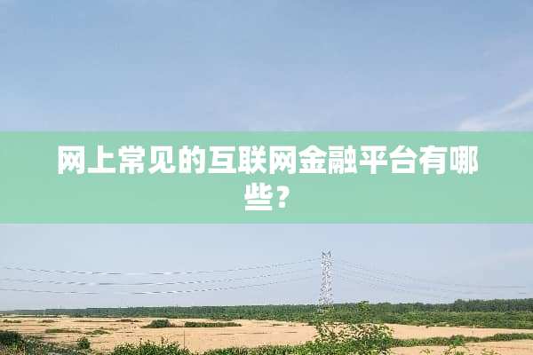 网上常见的互联网金融平台有哪些？