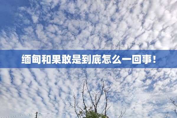 缅甸和果敢是到底怎么一回事！