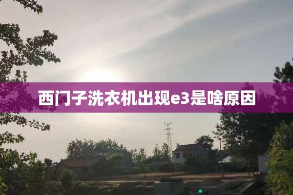 西门子洗衣机出现e3是啥原因