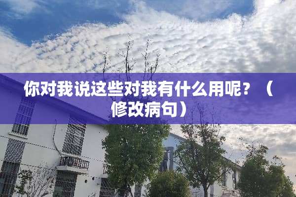 你对我说这些对我有什么用呢？（修改病句）