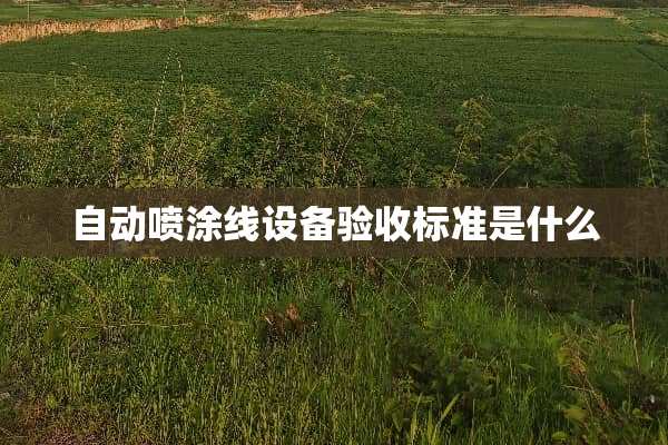 自动喷涂线设备验收标准是什么