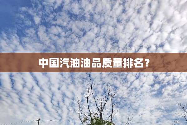 中国汽油油品质量排名？