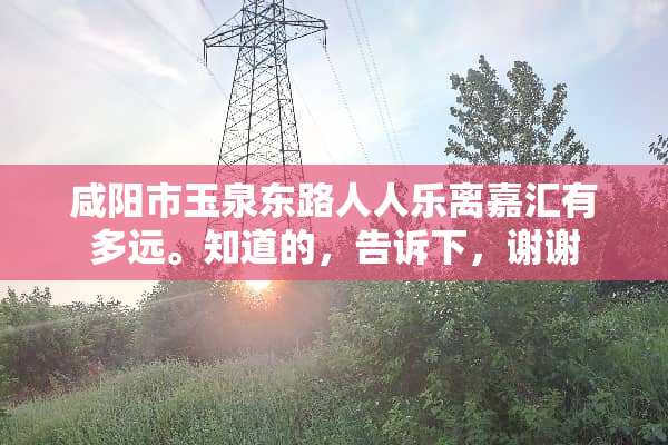 咸阳市玉泉东**人乐离嘉汇有多远。知道的，告诉下，谢谢