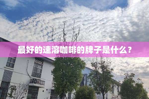 最好的速溶咖啡的牌子是什么？