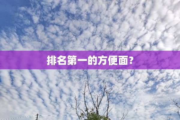 排名第一的方便面？
