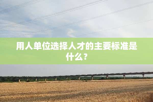 用人单位选择人才的主要标准是什么？