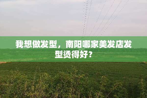 我想做发型，南阳哪家美发店发型烫得好？