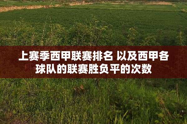 上赛季西甲联赛排名 以及西甲各球队的联赛胜负平的次数