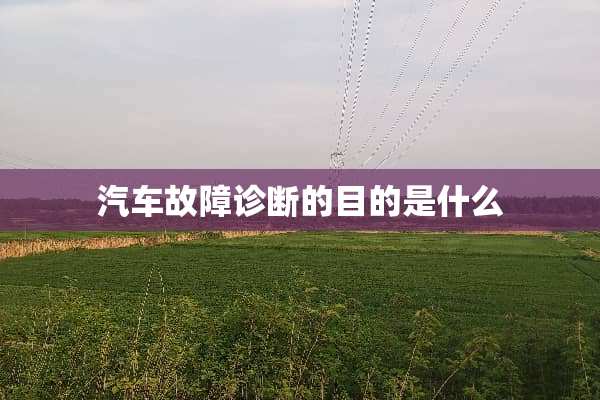 汽车故障诊断的目的是什么