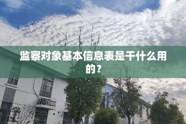 监察对象基本信息表是干什么用的？
