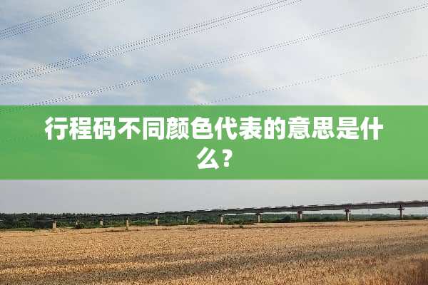 行程码不同颜色代表的意思是什么？