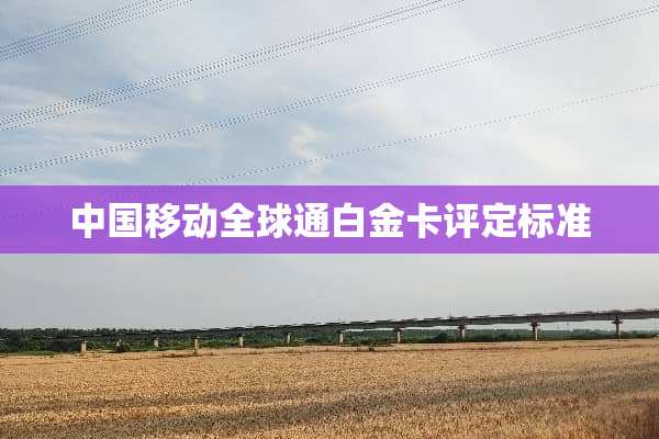 中国移动全球通白金卡评定标准