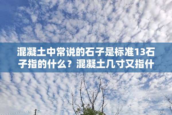 混凝土中常说的石子是标准13石子指的什么？混凝土几寸又指什么？请指点。