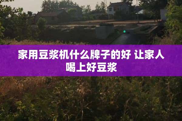 家用豆浆机什么牌子的好 让家人喝上好豆浆