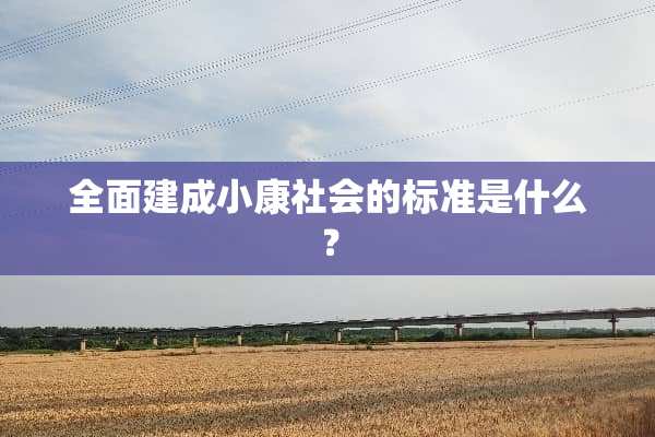全面建成小康社会的标准是什么？