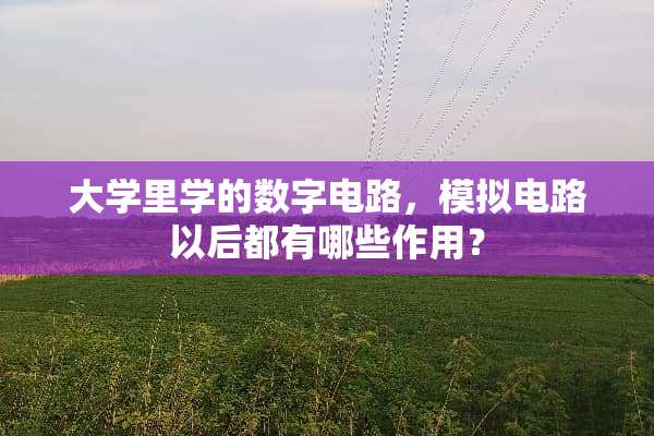 大学里学的数字电路，模拟电路以后都有哪些作用？