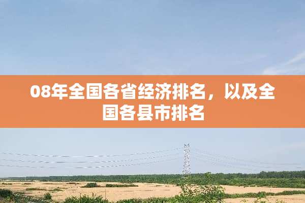 08年全国各省经济排名，以及全国各县市排名