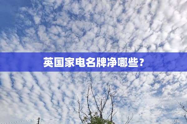 英国家电名牌净哪些？