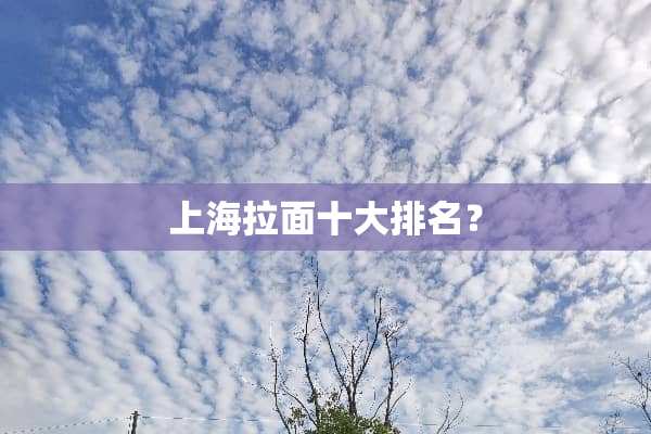 上海拉面十大排名？