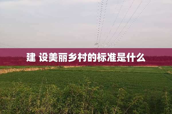 建 设美丽乡村的标准是什么