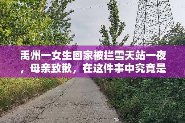 禹州一女生回家被拦雪天站**，母亲致歉，在这件事中究竟是谁错了？