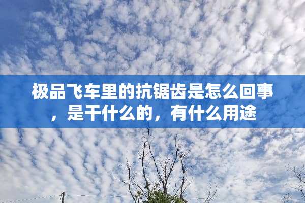 极品飞车里的抗锯齿是怎么回事，是干什么的，有什么用途