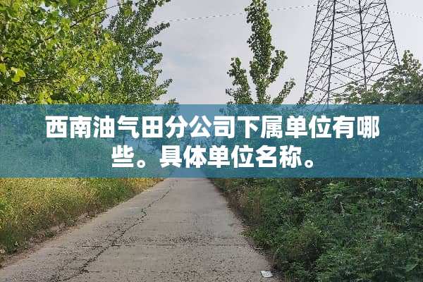 西南油气田分公司下属单位有哪些。具体单位名称。