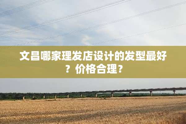 文昌哪家理发店设计的发型最好？价格合理？