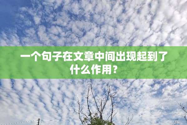 一个句子在文章中间出现起到了什么作用？