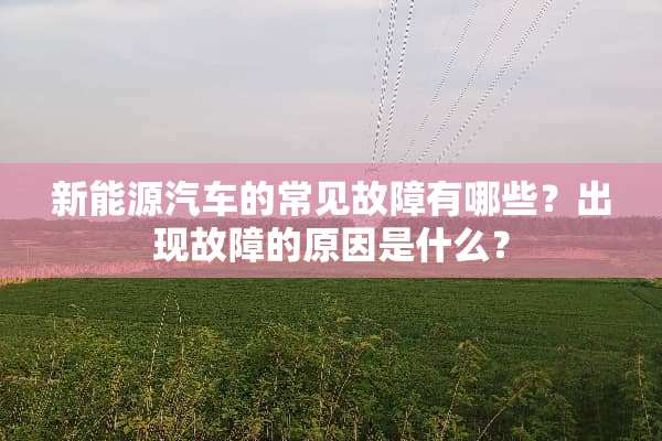 新能源汽车的常见故障有哪些？出现故障的原因是什么？
