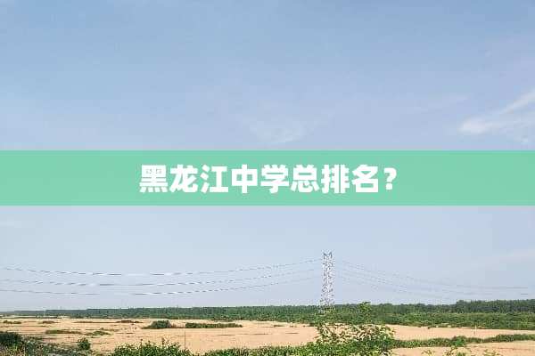 黑龙江中学总排名？