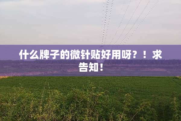 什么牌子的微针贴好用呀？！求告知！