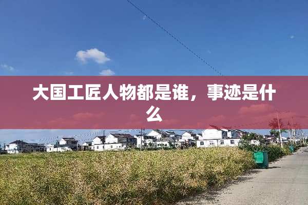 大国工匠人物都是谁，事迹是什么