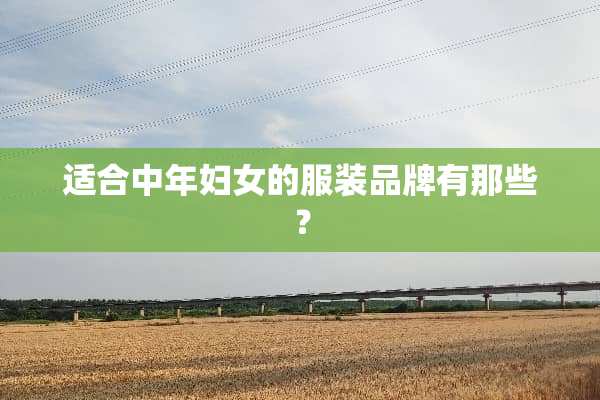 适合中年妇女的服装品牌有那些？