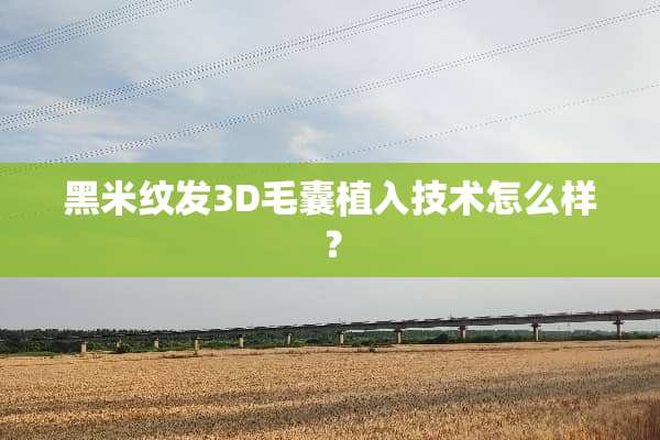 黑米纹发3D毛囊植入技术怎么样？