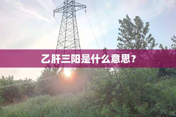 乙肝三阳是什么意思？