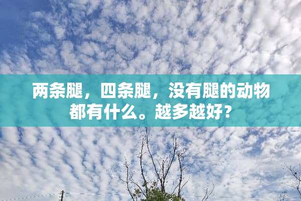两条腿，四条腿，没有腿的动物都有什么。越多越好？